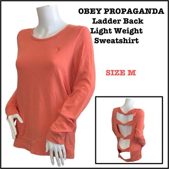 #T38 OBEY PROPAGANDA Ladder Back Light Weight Sweatshirt SZ M $89 - Picture 1 of 10